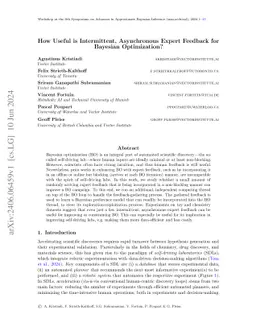 How Useful is Intermittent, Asynchronous Expert Feedback for Bayesian
  Optimization?