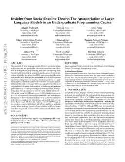 Insights from Social Shaping Theory: The Appropriation of Large Language
  Models in an Undergraduate Programming Course