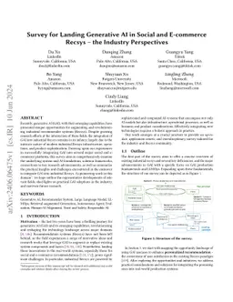 Survey for Landing Generative AI in Social and E-commerce Recsys -- the
  Industry Perspectives
