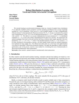 Robust Distribution Learning with Local and Global Adversarial
  Corruptions