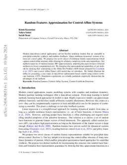 Random Features Approximation for Control-Affine Systems
