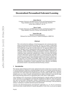 Decentralized Personalized Federated Learning