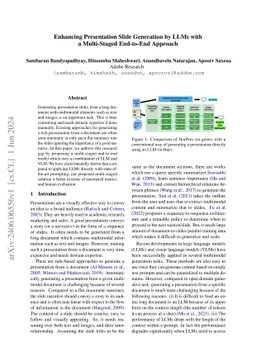 Enhancing Presentation Slide Generation by LLMs with a Multi-Staged
  End-to-End Approach