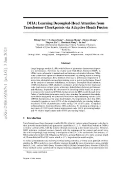 DHA: Learning Decoupled-Head Attention from Transformer Checkpoints via
  Adaptive Heads Fusion