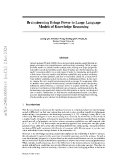 Brainstorming Brings Power to Large Language Models of Knowledge
  Reasoning