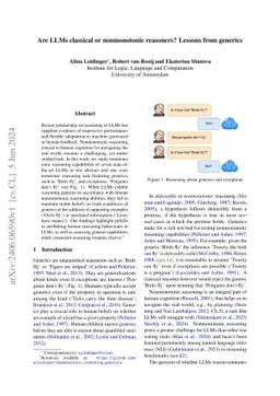 Are LLMs classical or nonmonotonic reasoners? Lessons from generics