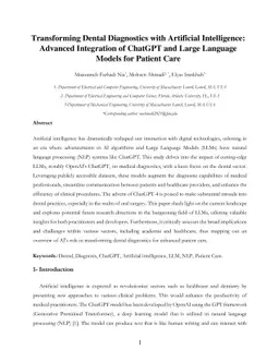 Transforming Dental Diagnostics with Artificial Intelligence: Advanced
  Integration of ChatGPT and Large Language Models for Patient Care