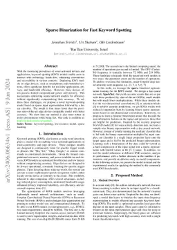 Sparse Binarization for Fast Keyword Spotting