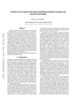 Emotion-Aware Speech Self-Supervised Representation Learning with
  Intensity Knowledge
