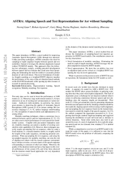 ASTRA: Aligning Speech and Text Representations for Asr without Sampling