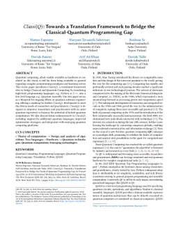 $Classi|Q\rangle$ Towards a Translation Framework To Bridge The
  Classical-Quantum Programming Gap