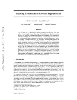 Learning Continually by Spectral Regularization