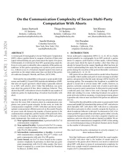 On the Communication Complexity of Secure Multi-Party Computation With
  Aborts
