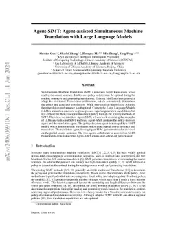 Agent-SiMT: Agent-assisted Simultaneous Machine Translation with Large
  Language Models