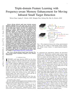 Triple-domain Feature Learning with Frequency-aware Memory Enhancement
  for Moving Infrared Small Target Detection