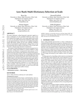 Low Rank Multi-Dictionary Selection at Scale