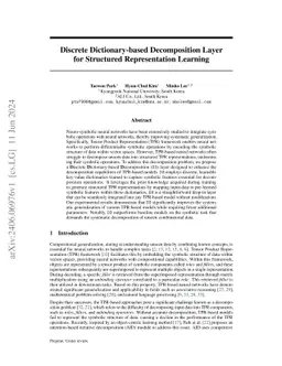 Discrete Dictionary-based Decomposition Layer for Structured
  Representation Learning