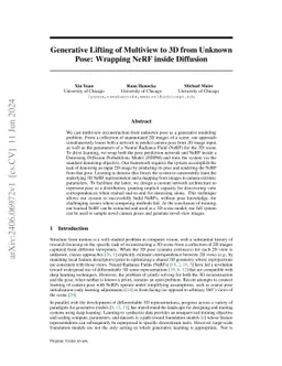 Generative Lifting of Multiview to 3D from Unknown Pose: Wrapping NeRF
  inside Diffusion