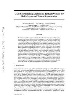 CAT: Coordinating Anatomical-Textual Prompts for Multi-Organ and Tumor
  Segmentation