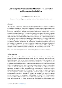 Unlocking the Potential of Metaverse in Innovative and Immersive Digital
  Health