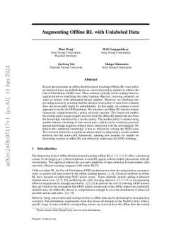 Augmenting Offline RL with Unlabeled Data