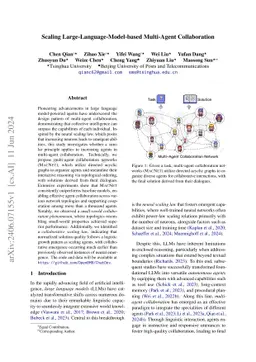Scaling Large Language Model-based Multi-Agent Collaboration