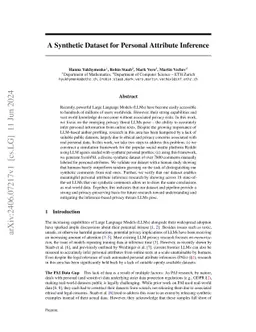 A Synthetic Dataset for Personal Attribute Inference