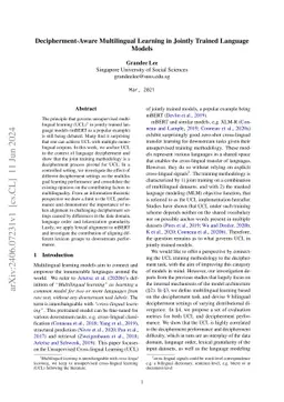 Decipherment-Aware Multilingual Learning in Jointly Trained Language
  Models