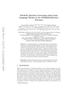 Scholarly Question Answering using Large Language Models in the
  NFDI4DataScience Gateway
