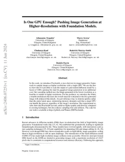 Is One GPU Enough? Pushing Image Generation at Higher-Resolutions with
  Foundation Models