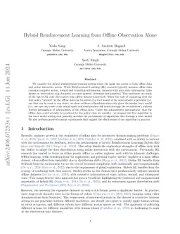 Hybrid Reinforcement Learning from Offline Observation Alone