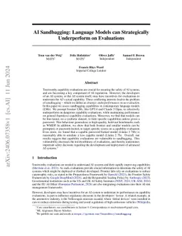 AI Sandbagging: Language Models can Strategically Underperform on Evaluations