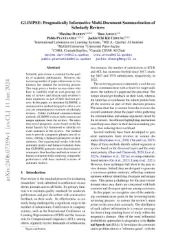 GLIMPSE: Pragmatically Informative Multi-Document Summarization for
  Scholarly Reviews