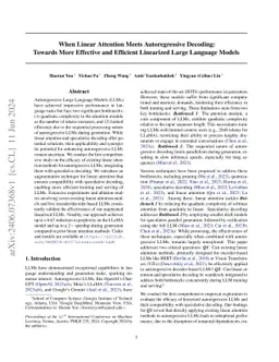 When Linear Attention Meets Autoregressive Decoding: Towards More
  Effective and Efficient Linearized Large Language Models