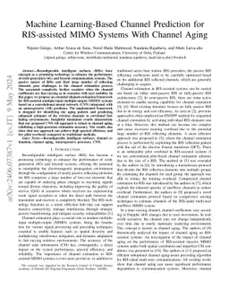 Machine Learning-Based Channel Prediction for RIS-assisted MIMO Systems
  With Channel Aging