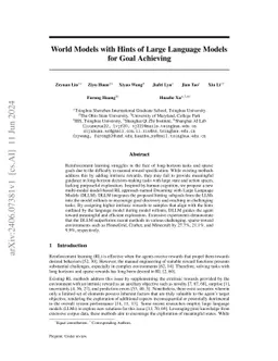 World Models with Hints of Large Language Models for Goal Achieving