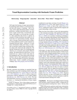 Visual Representation Learning with Stochastic Frame Prediction