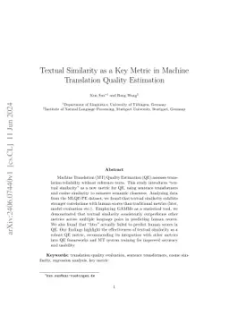 Textual Similarity as a Key Metric in Machine Translation Quality
  Estimation