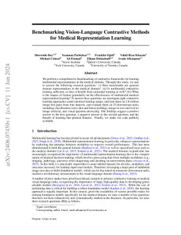 Benchmarking Vision-Language Contrastive Methods for Medical
  Representation Learning