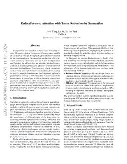 ReduceFormer: Attention with Tensor Reduction by Summation