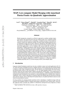 MAP: Low-compute Model Merging with Amortized Pareto Fronts via Quadratic Approximation