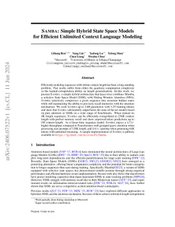 Samba: Simple Hybrid State Space Models for Efficient Unlimited Context Language Modeling