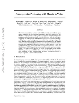 Autoregressive Pretraining with Mamba in Vision
