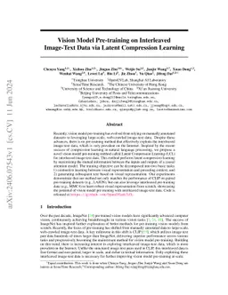 Vision Model Pre-training on Interleaved Image-Text Data via Latent
  Compression Learning