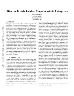After the Breach: Incident Response within Enterprises