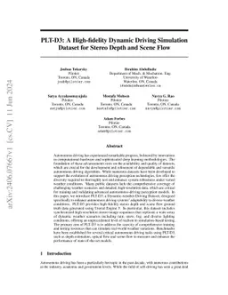 PLT-D3: A High-fidelity Dynamic Driving Simulation Dataset for Stereo
  Depth and Scene Flow