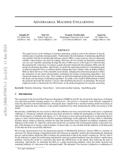 Adversarial Machine Unlearning