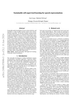 Sustainable self-supervised learning for speech representations