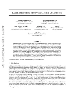 Label Smoothing Improves Machine Unlearning