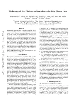 The Interspeech 2024 Challenge on Speech Processing Using Discrete Units